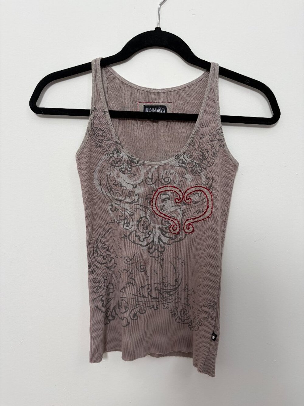 2000s Embroidered Ribbed Graphic Tank